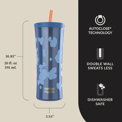 Contigo x Ally Love Shake & Go Tumbler, Autoclose Lid, Leak Proof, 20oz, Licorice