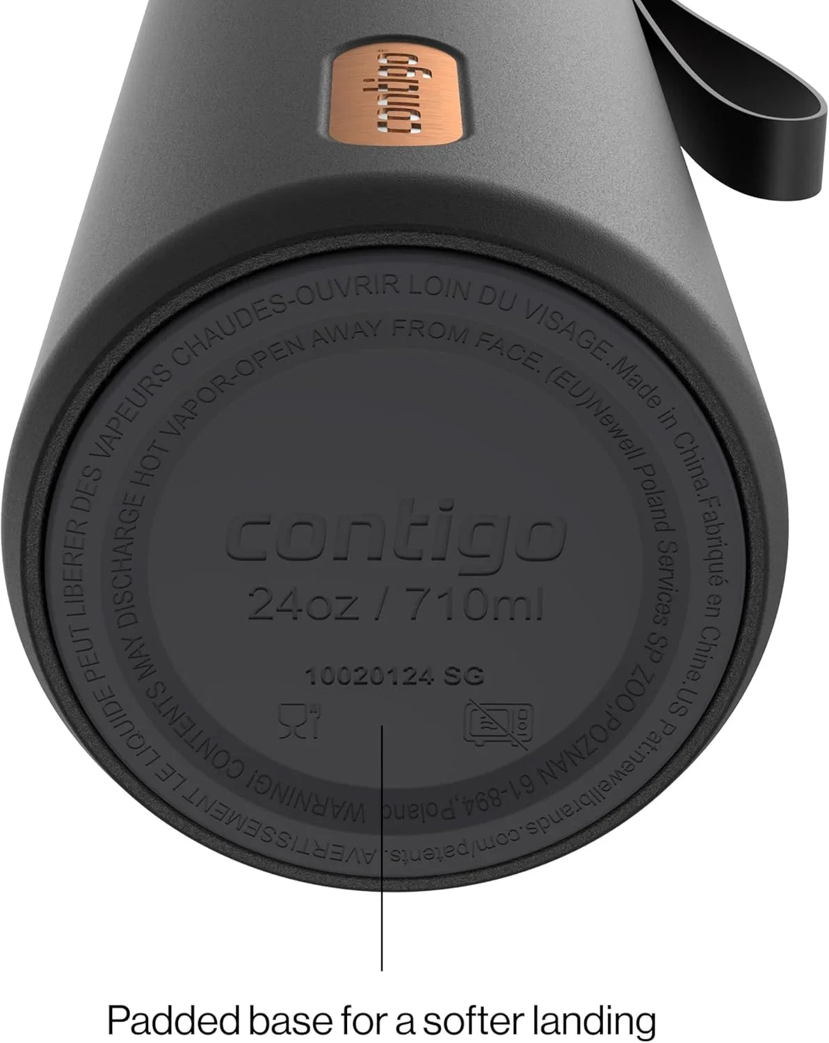 Contigo SnapSeal 24 oz Stainless Steel Vacuum-Insulated Water Bottle with Leakproof AutoClose Lid, Carry Strap & Reusable Straw, BPA-Free & Lead-Free, Dishwasher Safe
