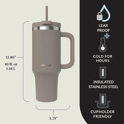 Contigo Streeterville 40oz Tumbler, Stainless Steel Vacuum Insulated, Leak-Proof, Cold for 29 Hours, Salt