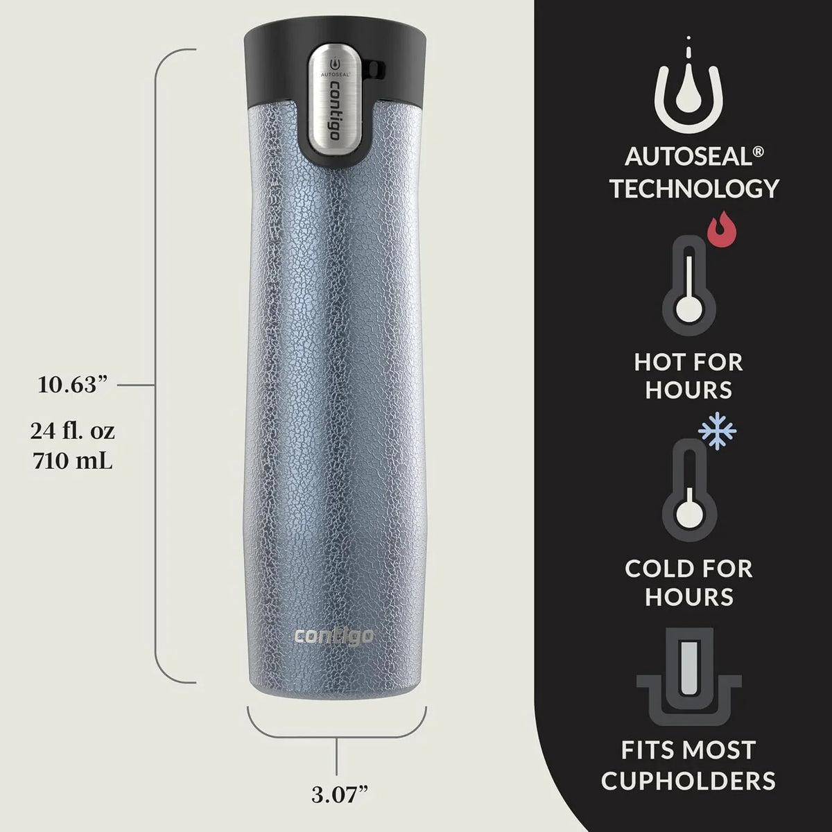Contigo AUTOSEAL West Loop Vacuum-Insulated Stainless Steel Travel Mug with Easy-Clean Lid 24 oz Crystal Agave