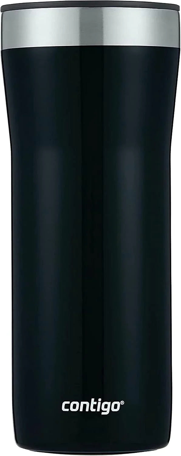 Contigo Streeterville Stainless Steel Vacuum-Insulated Tumbler with Straw and Splash-Proof Slider Lid, Keeps Drinks Hot up to 8hrs or Cold for 24hrs, Great for Travel/Work/School, 24oz Blue Corn