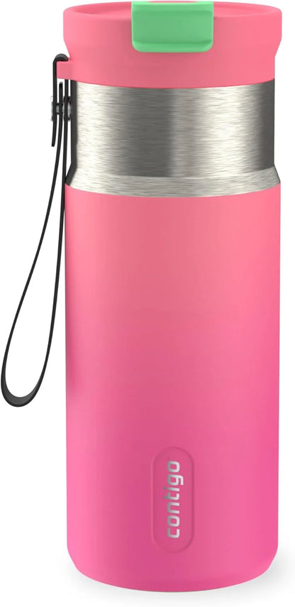 Contigo DualSip 16 oz Compact Stainless Steel Vacuum-Insulated Water Bottle with 2-in-1 Leakproof Lid (Straw or Spout), BPA-Free & Lead-Free, Dishwasher Safe