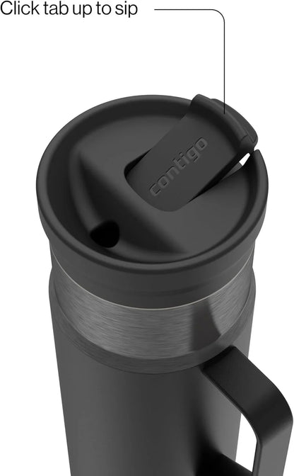 Contigo SnapSeal 30 oz Stainless Steel Vacuum-Insulated Tumbler with Handle & Reusable Straw, Leakproof AutoClose Lid, Cup Holder Friendly, BPA-Free & Lead-Free, Dishwasher Safe