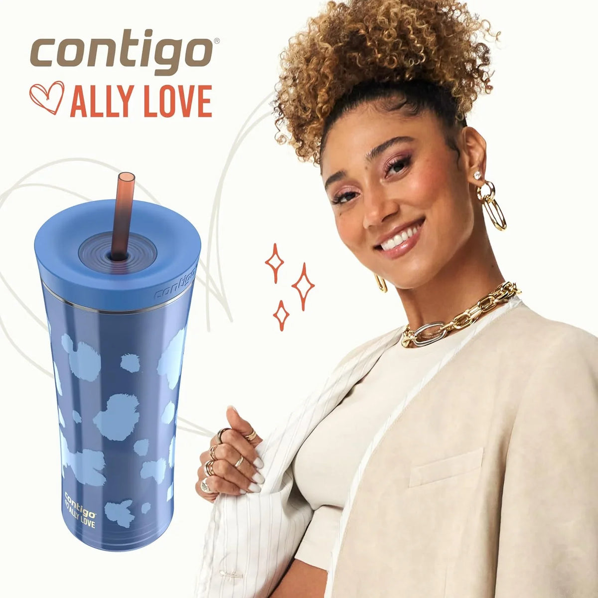 Contigo x Ally Love Shake & Go Tumbler, Autoclose Lid, Leak Proof, 20oz, Licorice