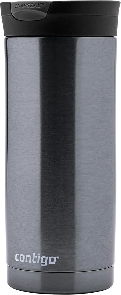 Contigo Huron Snapseal Travel Mug, Stainless Steel Thermal Mug, Vacuum Flask, Leakproof Tumbler, Coffee Mug with BPA Free Easy-Clean Lid, 470 ml