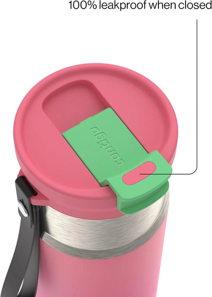 Contigo DualSip 16 oz Compact Stainless Steel Vacuum-Insulated Water Bottle with 2-in-1 Leakproof Lid (Straw or Spout), BPA-Free & Lead-Free, Dishwasher Safe