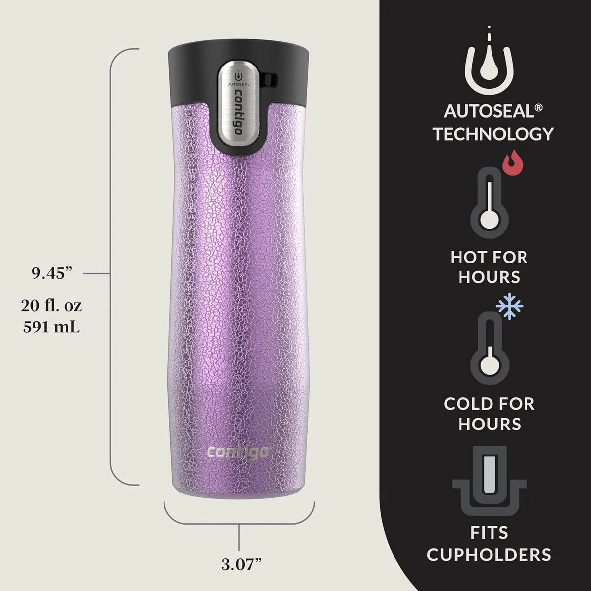 Contigo AUTOSEAL West Loop Vacuum-Insulated Stainless Steel Travel Mug with Easy-Clean Lid 24 oz Crystal Agave