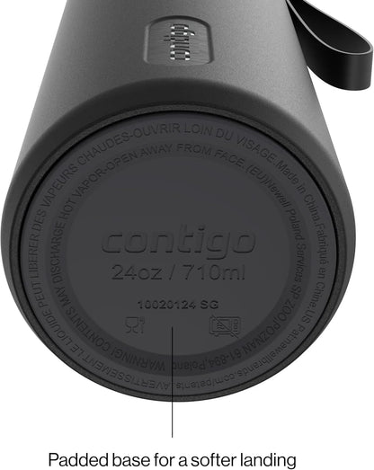 Contigo SnapSeal 24 oz Stainless Steel Vacuum-Insulated Water Bottle with Leakproof AutoClose Lid, Carry Strap & Reusable Straw, BPA-Free & Lead-Free, Dishwasher Safe