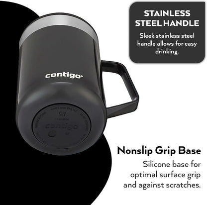 Contigo Streeterville Desk Mug, Insulated Coffee Mug with Stainless Steel Handle, Coffee to go Mug with lid, Keeps Coffee and Tea Warm for up to 5 Hours, Ideal for Office & Home, 410 ml