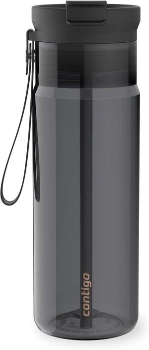 Contigo DualSip 24 oz Tritan Plastic Water Bottle with Carry Strap & 2-in-1 Leakproof Lid (Straw or Spout), BPA-Free, Dishwasher Safe