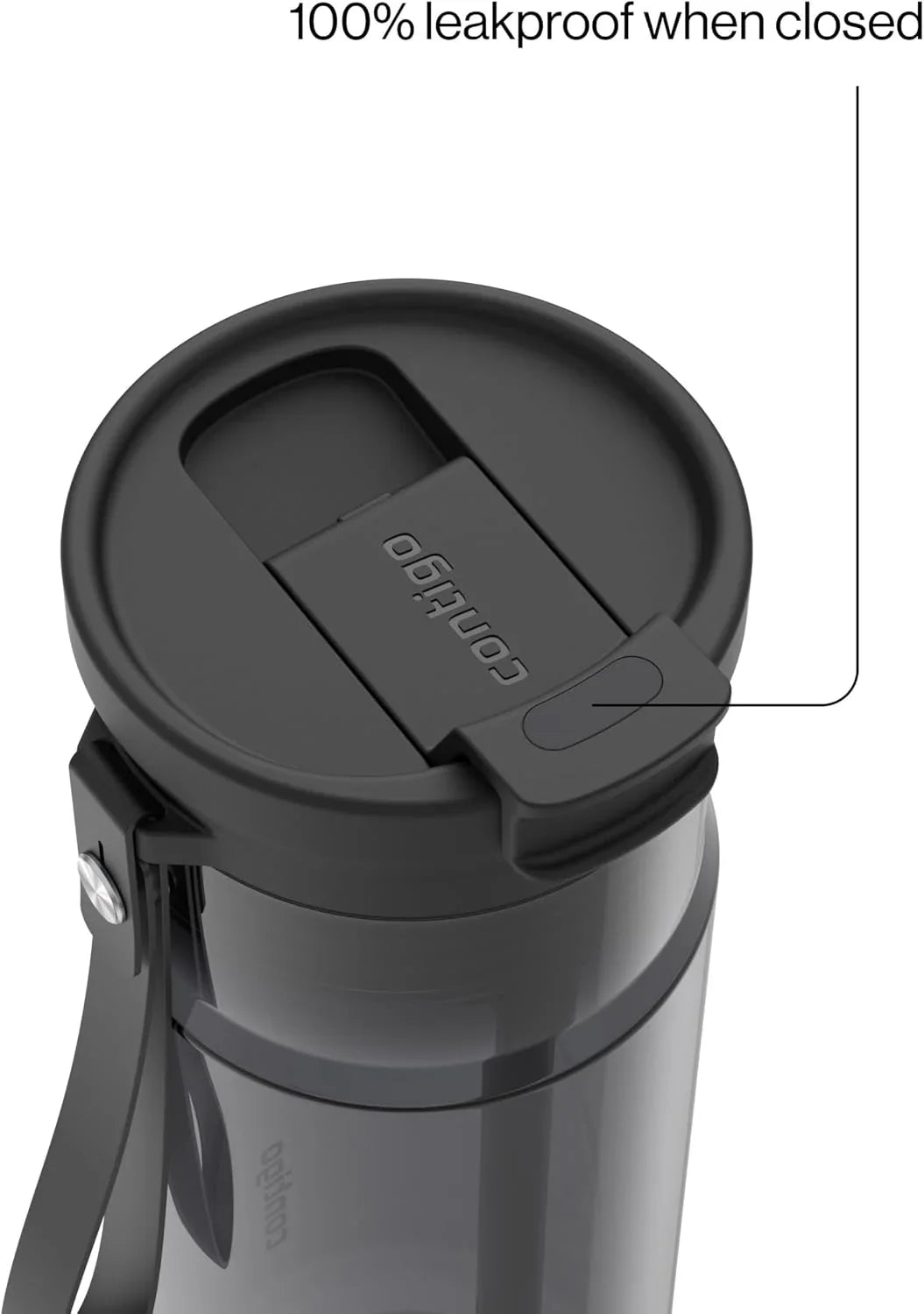 Contigo DualSip 24 oz Tritan Plastic Water Bottle with Carry Strap & 2-in-1 Leakproof Lid (Straw or Spout), BPA-Free, Dishwasher Safe