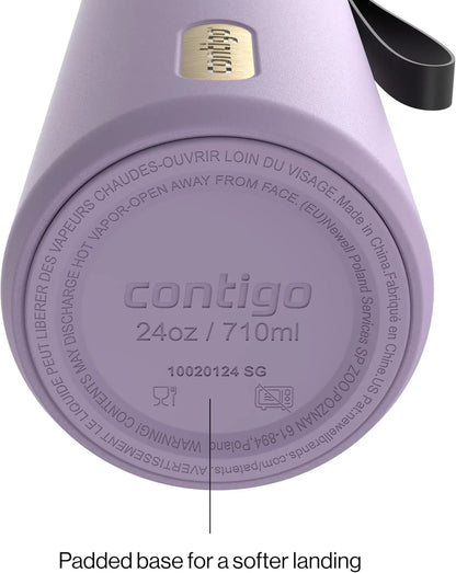 Contigo SnapSeal 24 oz Stainless Steel Vacuum-Insulated Water Bottle with Leakproof AutoClose Lid, Carry Strap & Reusable Straw, BPA-Free & Lead-Free, Dishwasher Safe