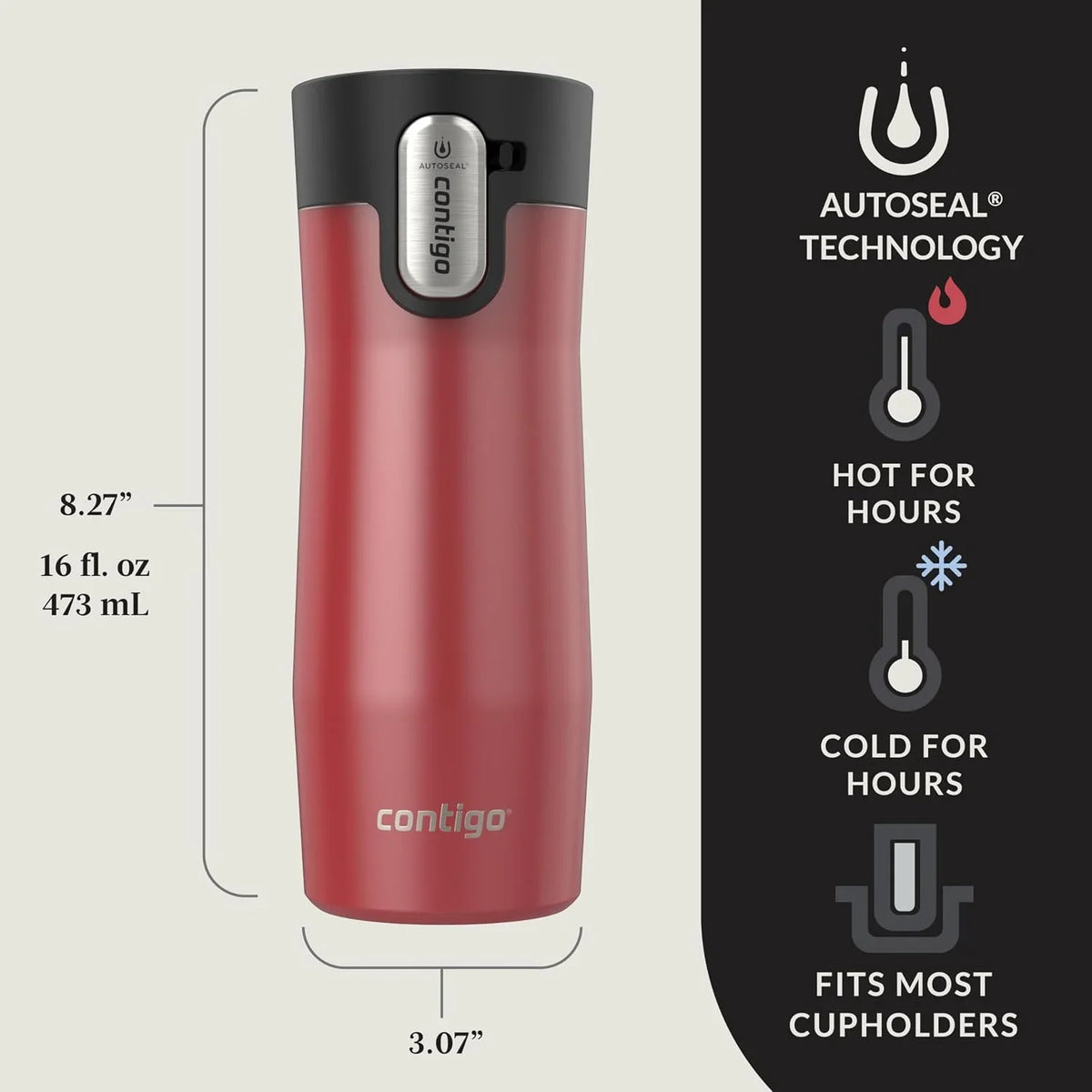 Contigo AUTOSEAL West Loop Vacuum-Insulated Stainless Steel Travel Mug with Easy-Clean Lid 24 oz Crystal Agave