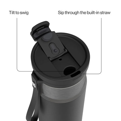 Contigo DualSip 24 oz Stainless Steel Vacuum-Insulated Water Bottle with Carry Strap & 2-in-1 Leakproof Lid (Straw or Spout), BPA-Free & Lead-Free, Dishwasher Safe