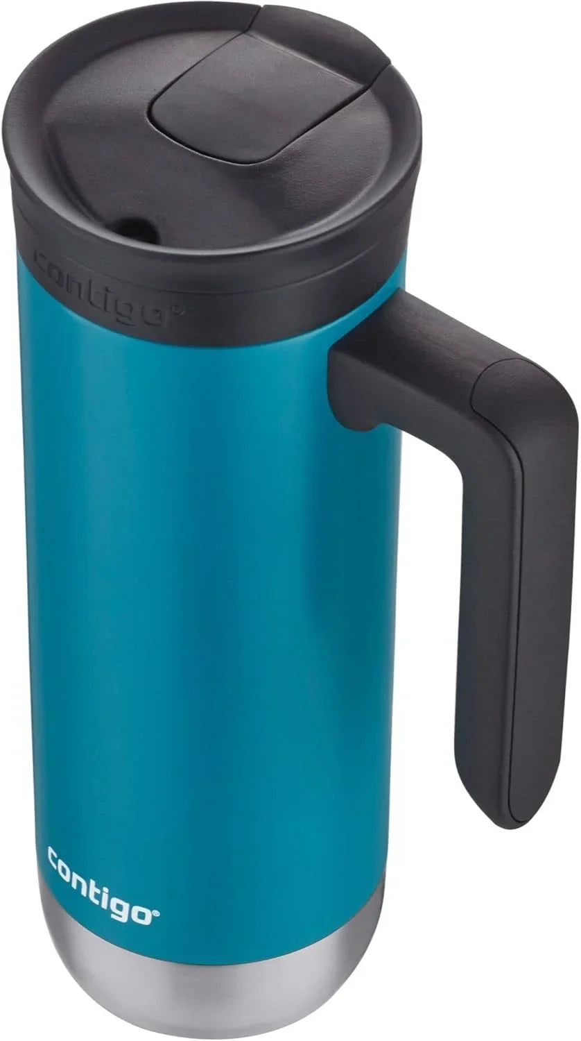 Contigo Superior 2.0 Stainless Steel Travel Mug with Handle Leak-Proof Lid Double-Wall Insulation for Hot & Cold Beverages, 20oz ,Dark Ice, Ideal for Commuting and Travel